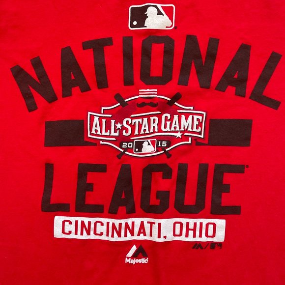 Majestic Men's Cincinnati Reds MLB 2015 All Star Game Size Small Red T-shirt - Picture 2 of 6